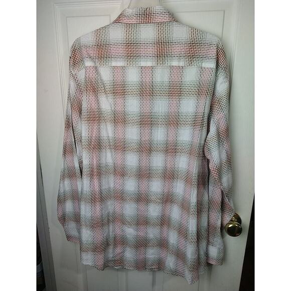 Tasso Elba Men's XL Shirt Plaid Button Collared Long Sleeve Dress Shirt - Picture 8 of 8
